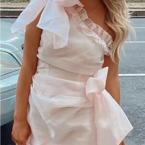 Selkie Pink One-Shoulder Dress